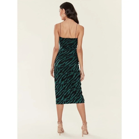 Bec & Bridge Discotheque Green Black Zebra Print Midi Spaghetti Strap Dress 6 - Picture 3 of 10